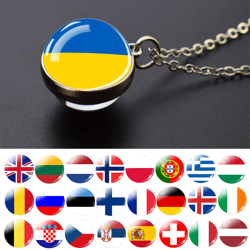 Table Tennis France - Europa kraje flaga szklany naszyjnik z